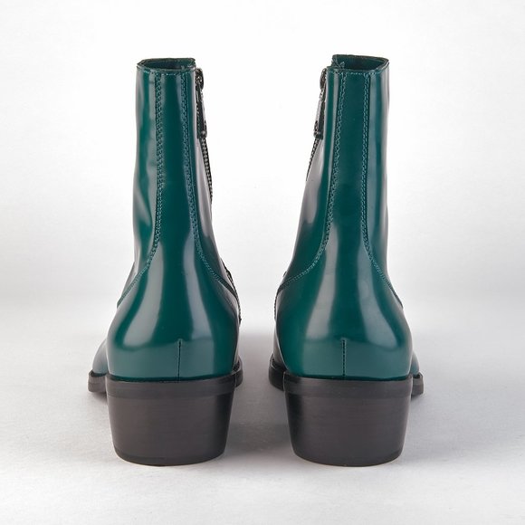 Calvin Klein Jeans Bottle Green "Alden" Box Calf Men's Western Zip Boots NEW! - Picture 5 of 14